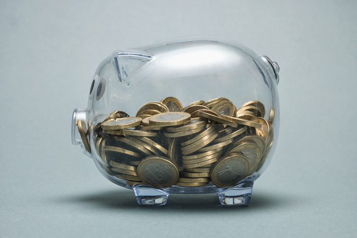 piggy bank with coins