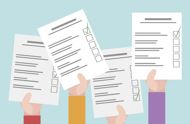 Vector flat illustration of  human hands and bulletins.